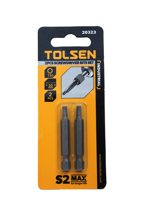 Набор односторонних бит TOLSEN "INDUSTRIAL" 1/4" T20х50мм 2шт. 20323