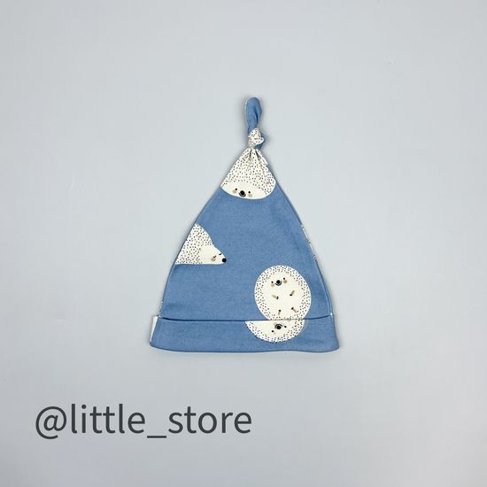 Шапочка однослойная "Ежики" пыльно-синий