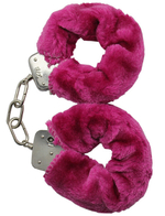 Металлические наручники с сиреневым мехом (Цвет: сиреневый)