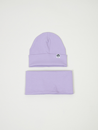 Комплект трикотажный шапка и снуд "Лавандовый"
