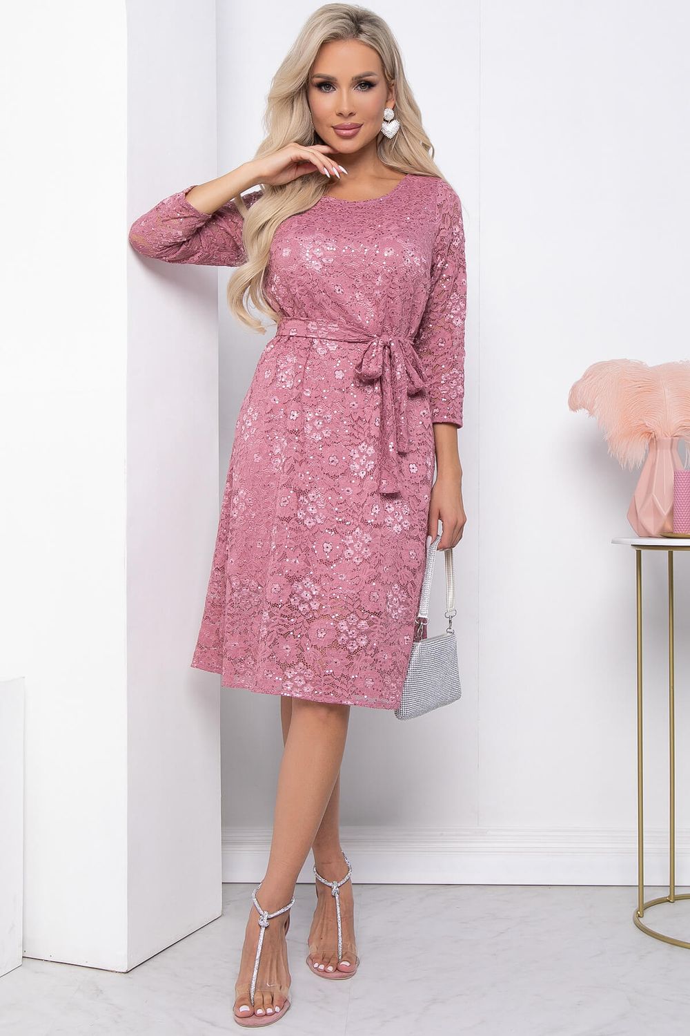 Платье "Сияние блеска" (пыльная роза) П7391 LT Collection (Акция)