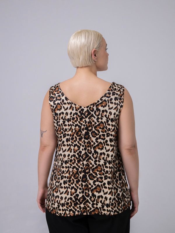 Топ на широких бретелях из вискозы, леопардовый принт