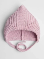 Чепчик для девочки вязаный на завязках на осень