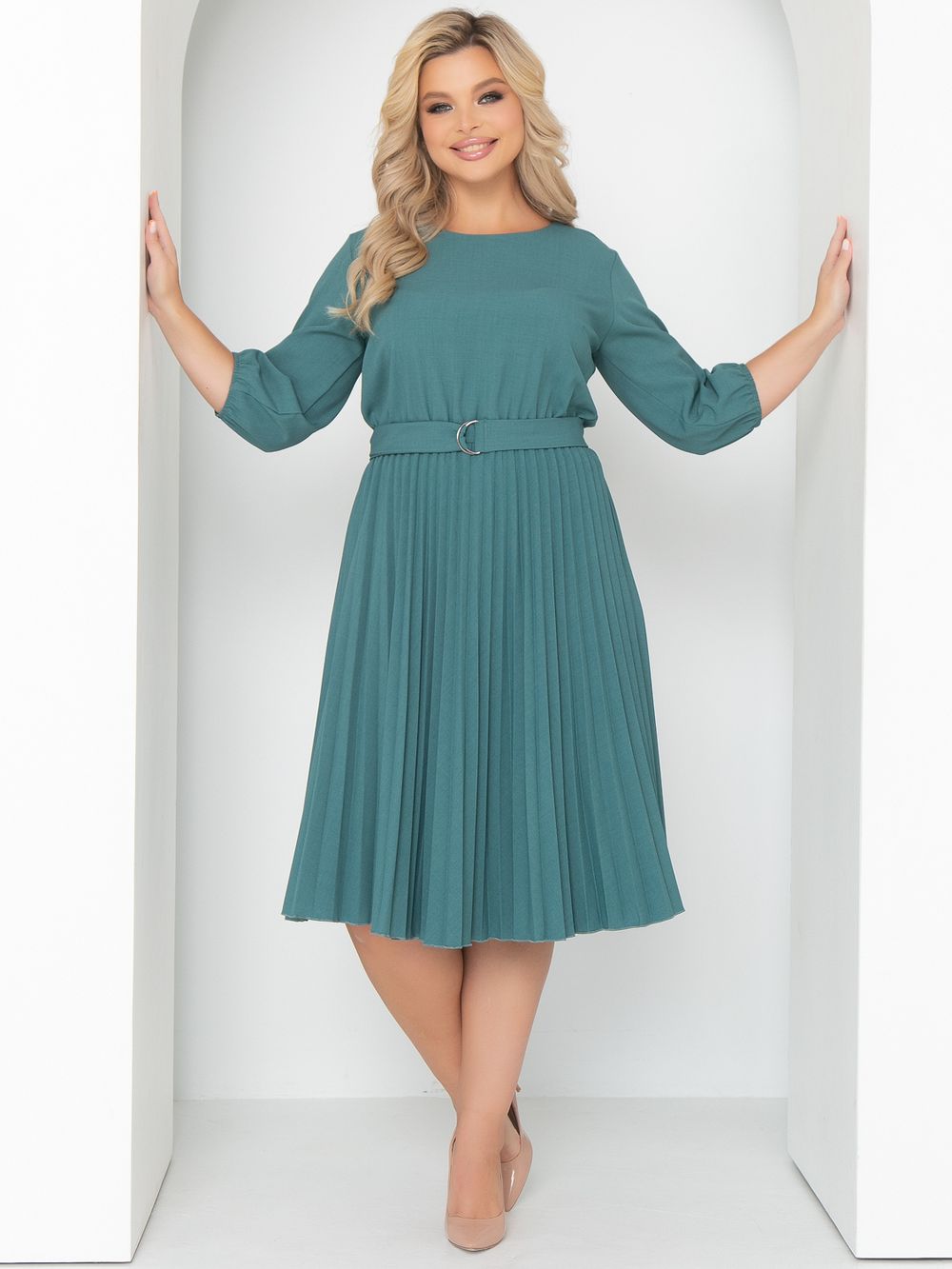 Платье Стильное гофре (мята) Diolche (Акция)