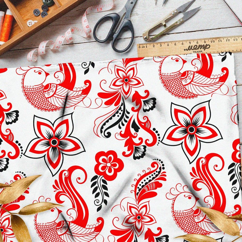 Ткань габардин жар-птицы