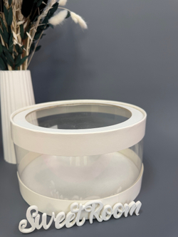 Коробка для тортов и пр шляпная с прозр стенками и окном d=20 h=10 белая