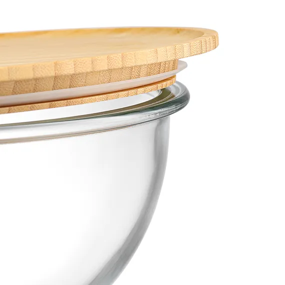 Набор из 4-х стеклянных мисок eco store с крышками из бамбука