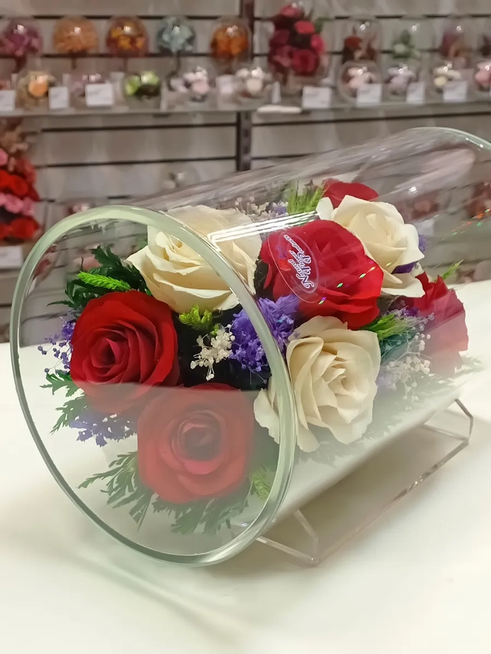 натуральные цветы в стекле, вакуум