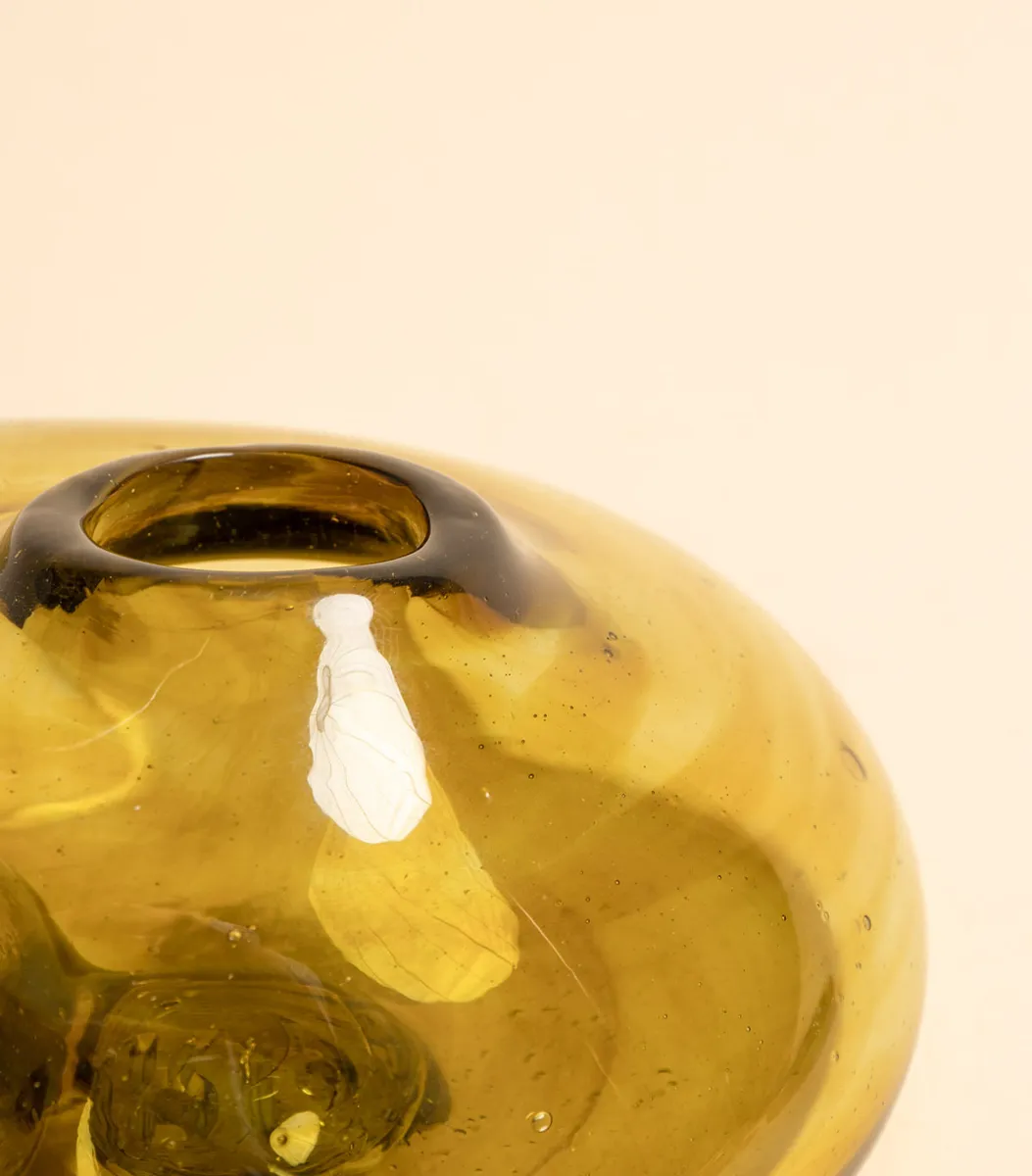 Ваза - DROP янтарь, M | Repin Glass