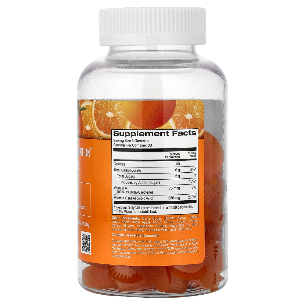 California Gold Nutrition, жевательный витамин C с витамином A из 100% бета-каротина, 90 вегетарианских жевательных таблеток