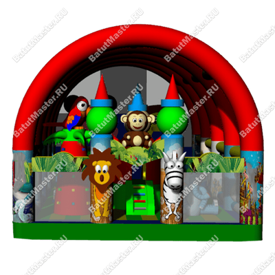 Коммерческий надувной батут "Зверята с крышей 2" 13*8*6 м