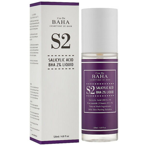 Тоник для лечения акне и сужения пор Cos de Baha S2 Salicylic Acid BHA 2% Liquid, 120мл