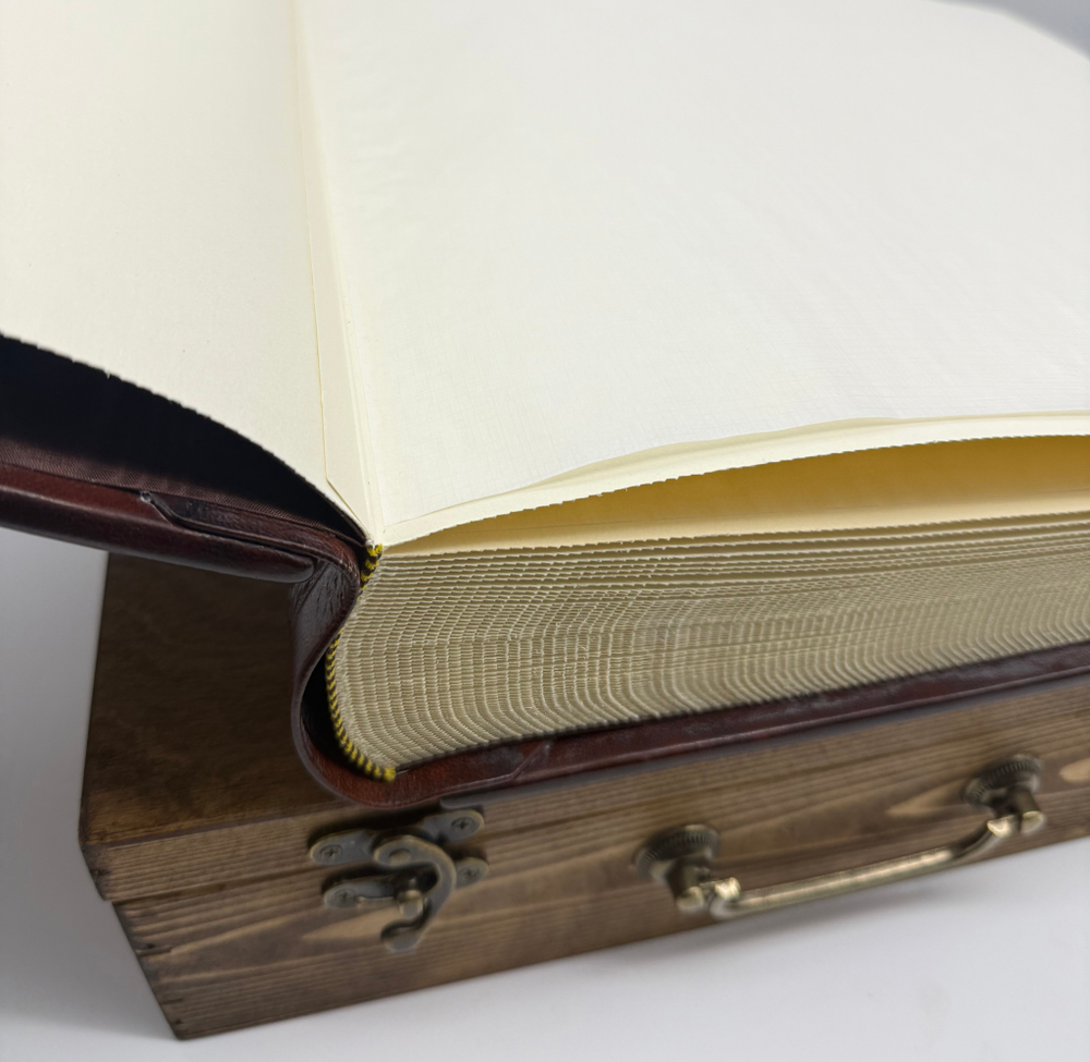 Фотоальбом из кожи "Медичи" в кейсе с барельефом