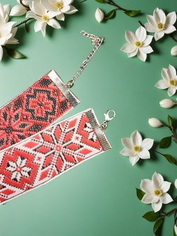 Чокер в славянском стиле Алатырь черно-красный 3 см