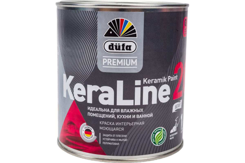 Краска для влажных помещений Dufa Premium KeraLine Keramik Paint 20 полуматовая белая база 1