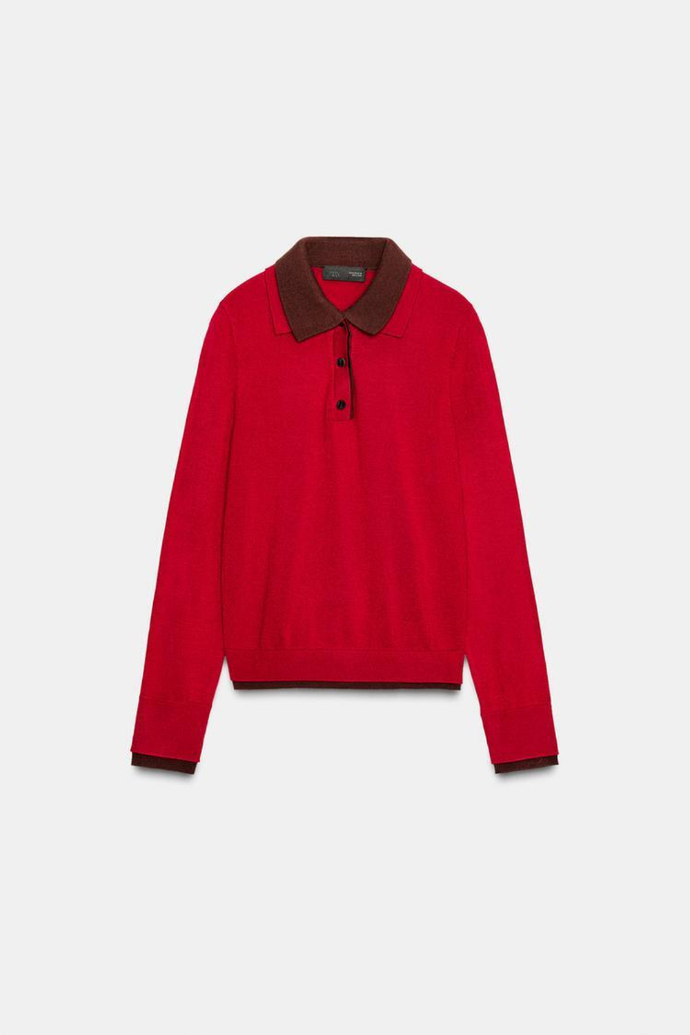 ZARA КОМБИНИРОВАННЫЙ СВИТЕР ПОЛО, КРАСНЫЙ