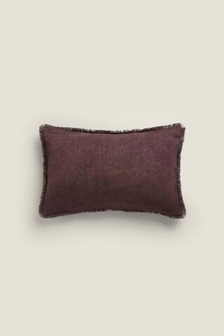 ZARA HOME ЛЬНЯНОЙ ЧЕХОЛ ДЛЯ ДЕКОРАТИВНОЙ ПОДУШКИ, ЦВЕТ БУРГУНДСКОГО ВИНА