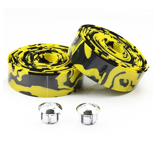 Обмотка руля CHBT28YB корковая+крепеж+заглушки на руль, толщ. 3мм, камуфляж желто-черная CLARKS