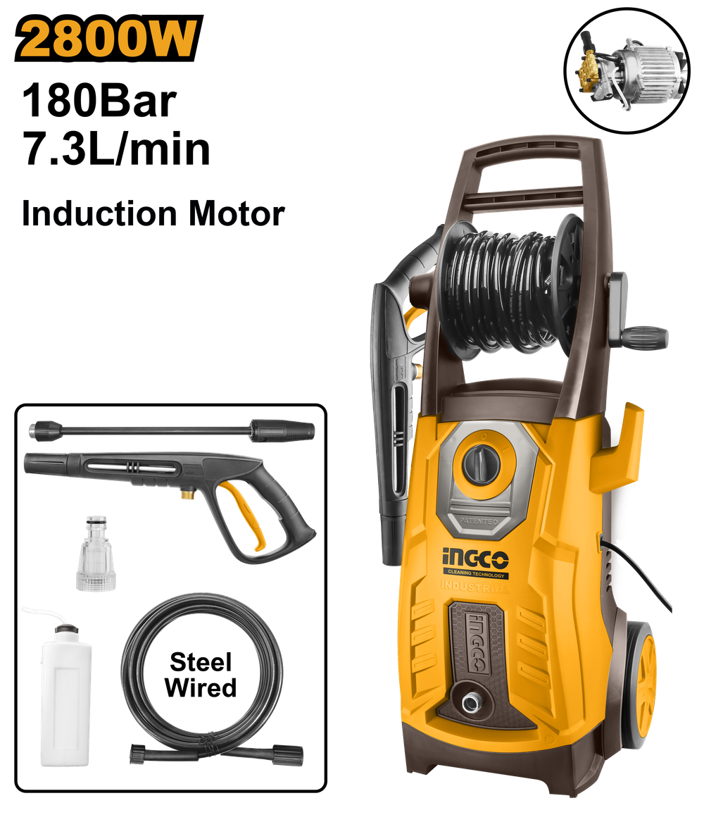 Мойка высокого давления INGCO HPWR28008 INDUSTRIAL 180 бар 2800 Вт