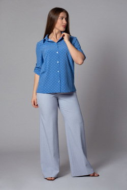 Блузка женская 2330ЮП, голубой алфавит #176Гоа092330ЮП