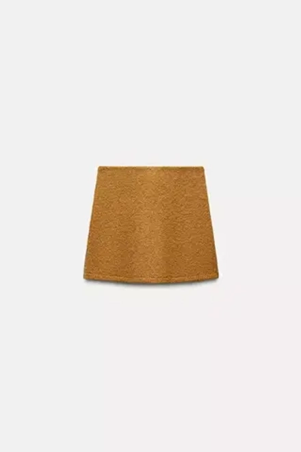 ZARA МИНИ-ЮБКА ИЗ ШЕРСТИ И АЛЬПАКИ, ГОРЧИЧНЫЙ