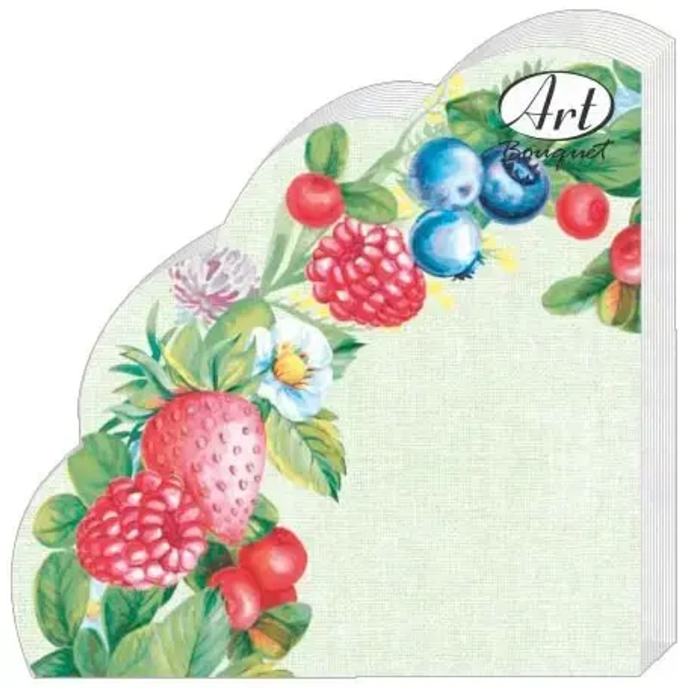 Салфетки бумажные RONDO 3 сл., 12л, круглые, Ягодное ассорти, d32см