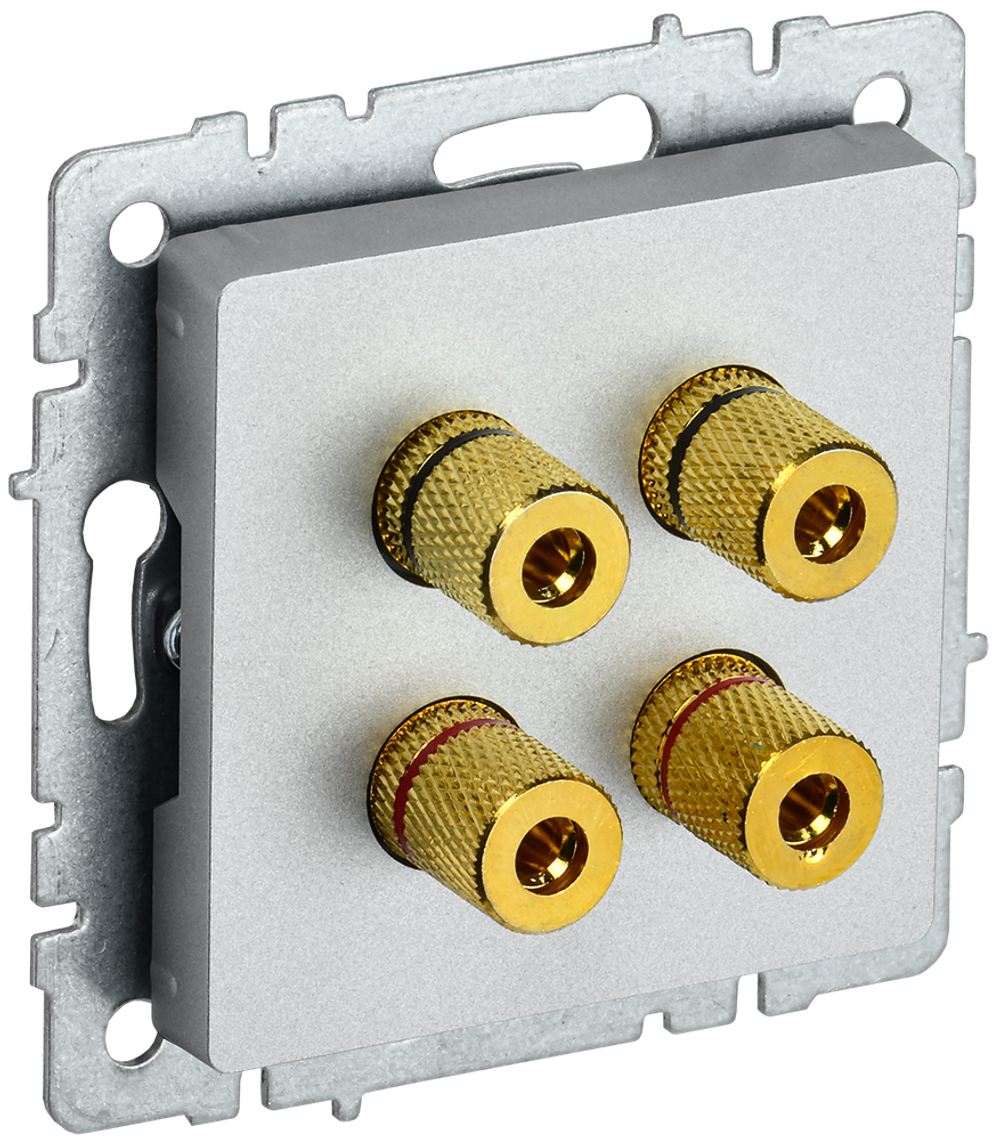 BRITE Аудиорозетка 4-местная РА10-БрА алюминий IEK