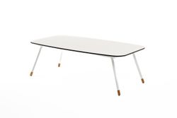 "Верона" журнальный стол из HPL 120х65, H40, каркас белый муар, цвет столешницы "молочный"