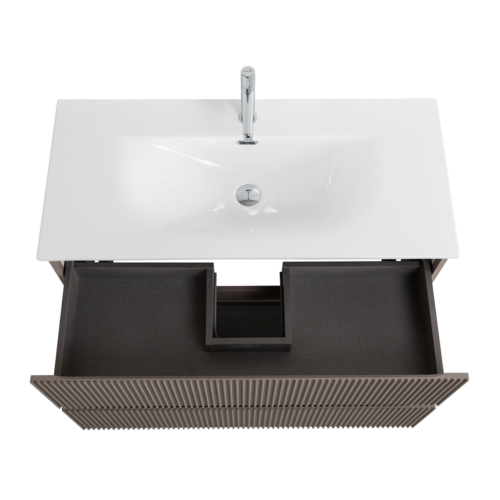 Тумба с раковиной подвесная BelBagno UNO-1000-2C-SO-СO Бежевый матовый, раковина белая BB-8099-100