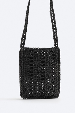 ZARA ПЛЕТЕНАЯ МИНИ-СУМКА, ЧЕРНЫЙ