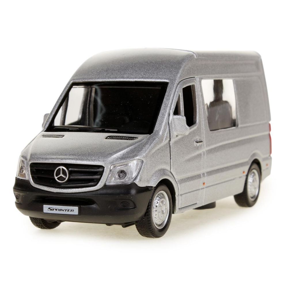 Модель ин. мет. "Mercedes-Benz Sprinter" 14см, двери, серебристый, коробка SPRINTERVAN-14-SR(Технопарк)