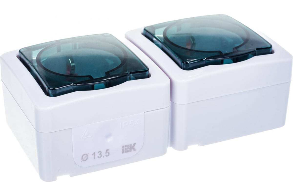 Розетка 2-местная для открытой установки РСб22-3-ГПБд с заземлением IP54 ГЕРМЕС PLUS  IEK