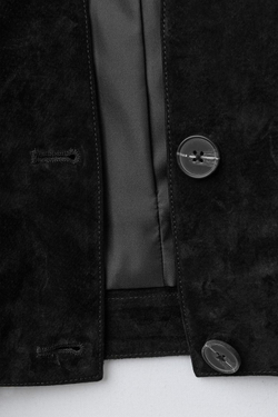 ZARA КУРТКА ИЗ 100% КОЖИ, ЧЕРНЫЙ