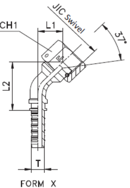 Фитинг DN 20 JIC (Г) 1.1/16 (45) (штифтованная гайка) CAST