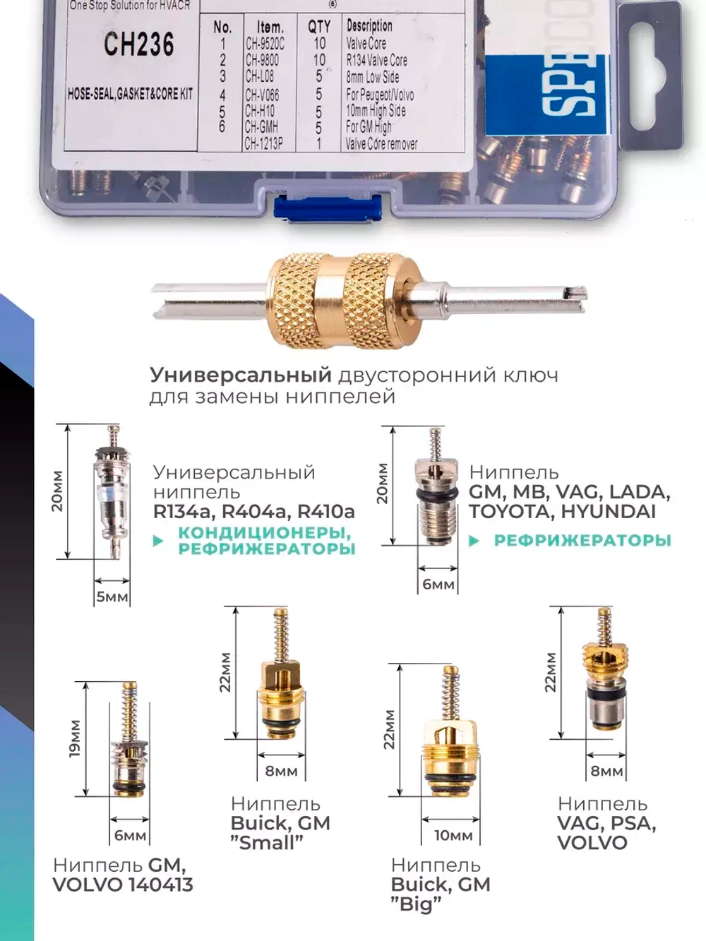 Набор ниппелей "Specos" LTU-1049D