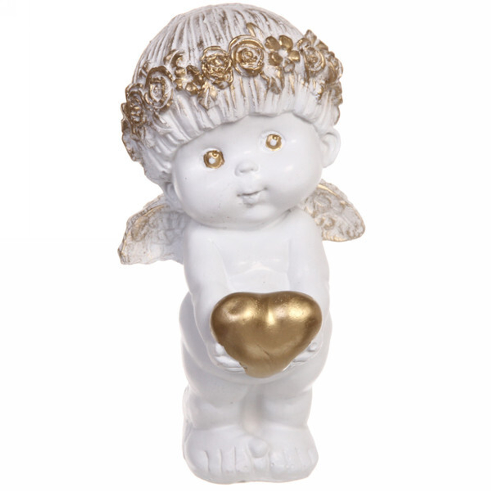 Статуэтка из гипса «Ангел с сердцем» 23см позолота