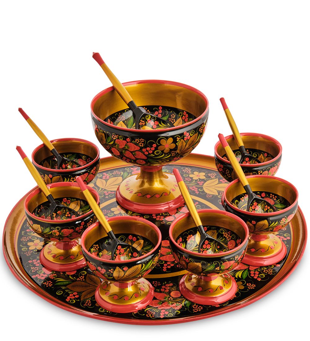 Народные промыслы ХЛ-061/1 Набор д/мороженного «Забава» (Хохлома)