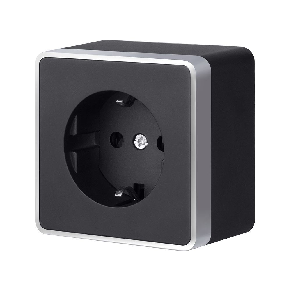 Розетка с заземлением Gallant черный с серебром W5071034 W5071034