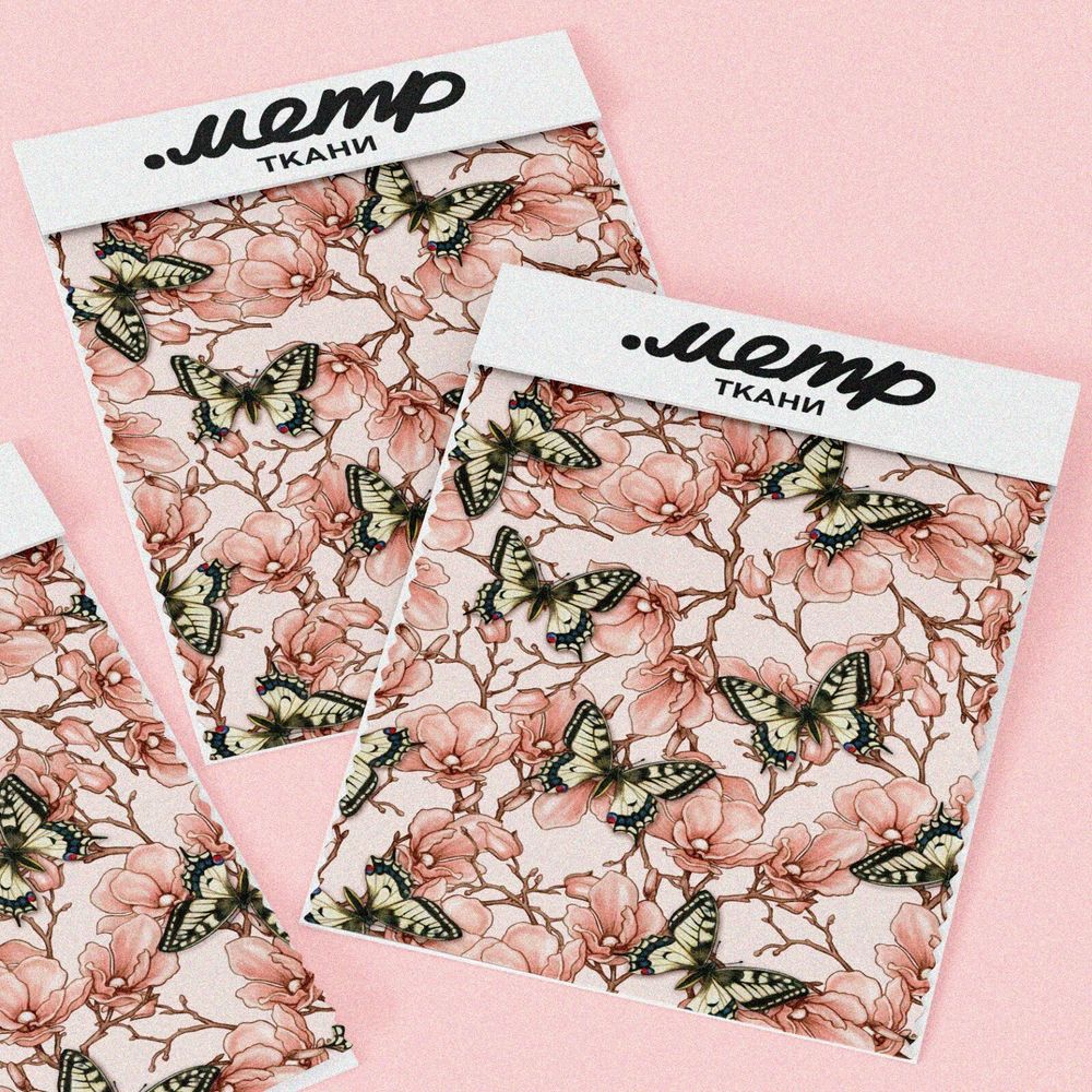 Ткань шелк Армани винтажные бабочки