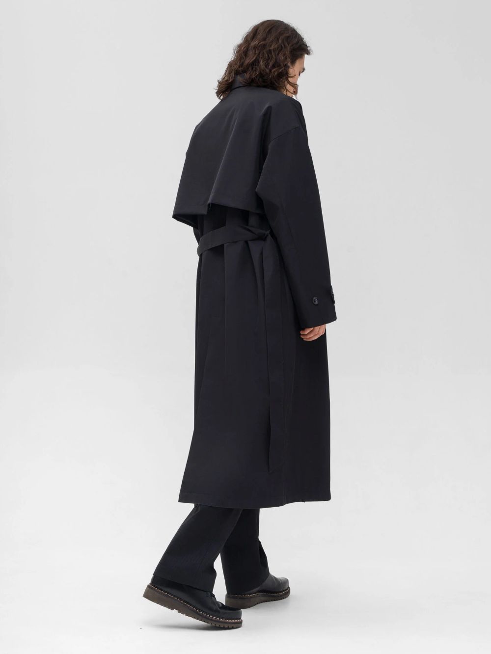 Плащ FOS Длинный Мужской Черный