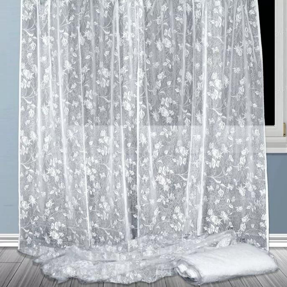 Полотно жаккардовое рис. 2-10-57,  ширина 3.3м, цвет белый, Россия.