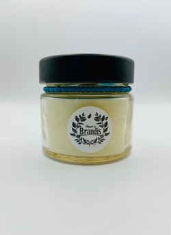 Свеча Brand-Is "Малина и Зелень", ароматическая, соевая, в стеклянном подсвечнике