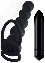 Черная вибронасадка для двойного проникновения Rock Balled Double Prober - 16 см. (Цвет: черный)