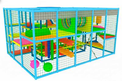 Детский уличный игровой лабиринт с крышей «Теремок» 6,15×3,69×3,3 м