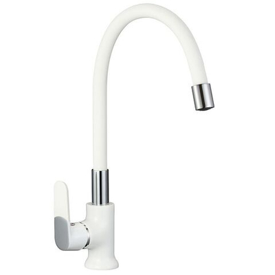 Смеситель для кухни, РМС, гибк излив, с картриджем, бел, SL123W-016F