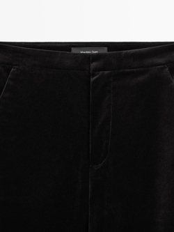 Massimo Dutti Расклешенные бархатные брюки, черный
