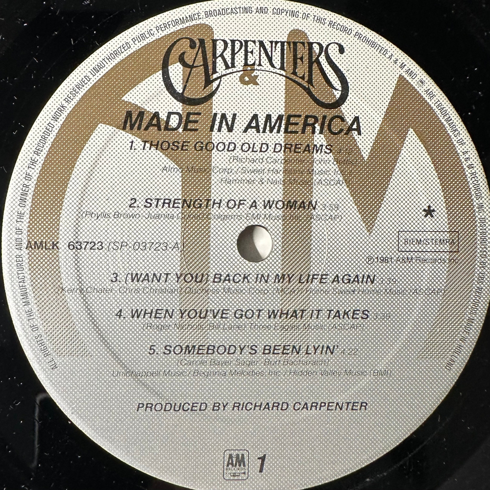 Carpenters ‎– Made In America (Голландия 1981г.)
