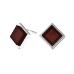 Серьги Ромб с вишневым янтарем