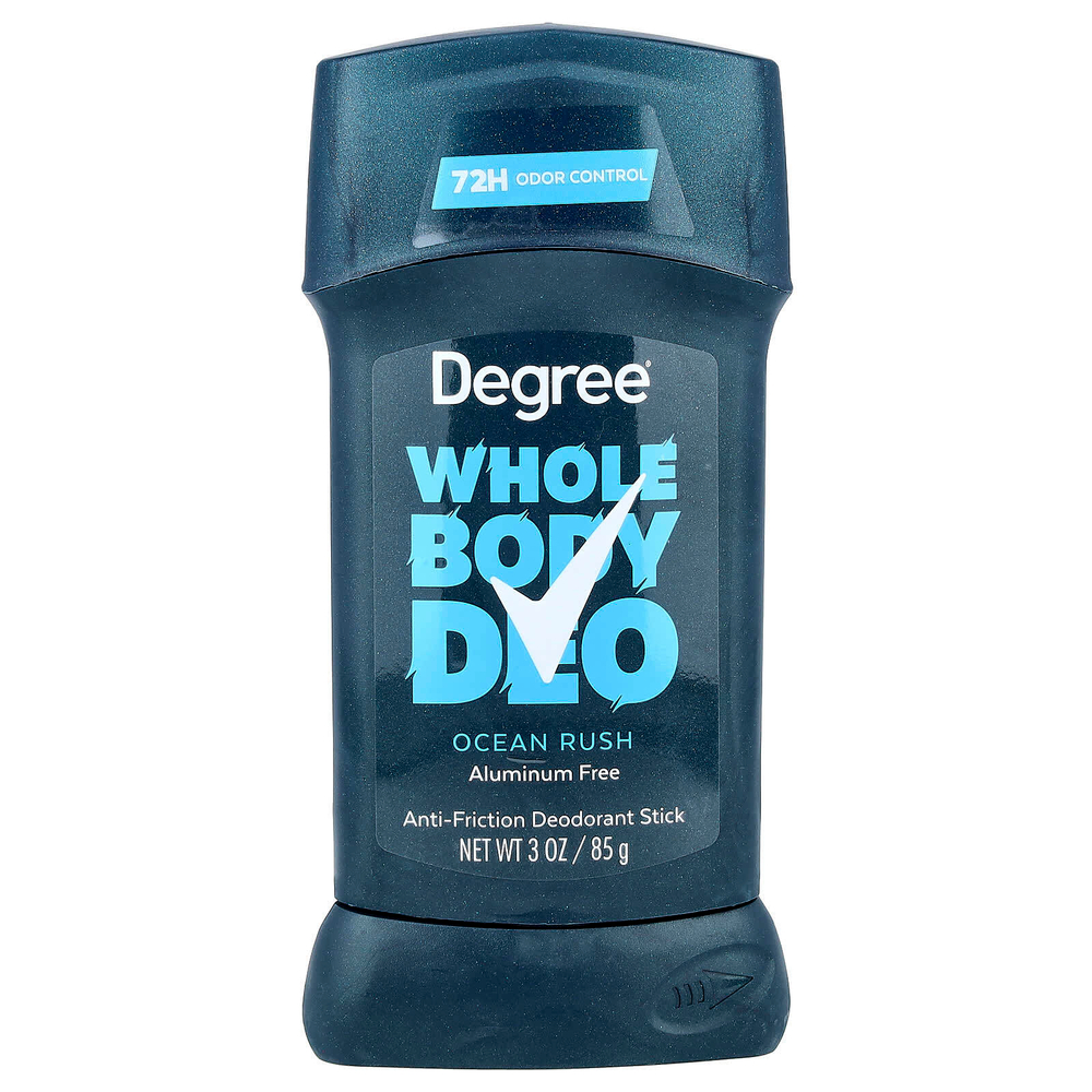 Degree, Whole Body Deo, дезодорант-стик, предотвращающий трение, Ocean Rush, 85 г (3 унции)