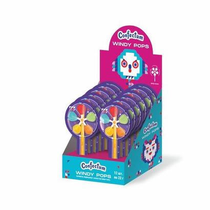 Карамель леденцовая на палочке "Confectum Windy Pops", 22гр х 144шт